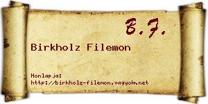 Birkholz Filemon névjegykártya